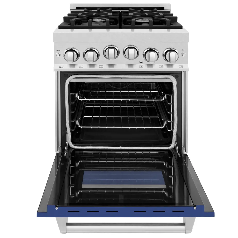 ZLINE 24" 2.8 cu. ft. Range with Gas Stove and Gas Oven in Stainless with Blue Matte Door (RG-BM-24)