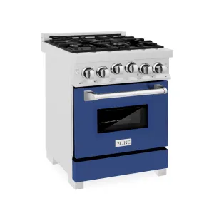 ZLINE 24" 2.8 cu. ft. Range with Gas Stove and Gas Oven in Stainless with Blue Matte Door (RG-BM-24)