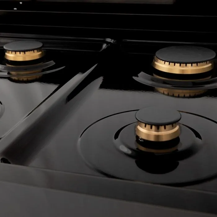 ZLINE 24" Black Stainless 2.8 Cu.Ft. 4 Gas Brass Burner/Electric Oven Range (RAB-BR-24)