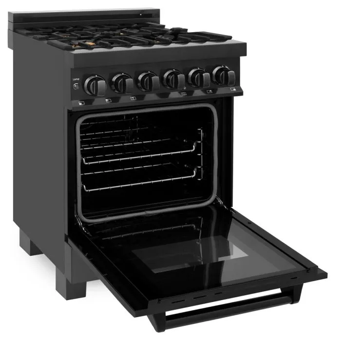 ZLINE 24" Black Stainless 2.8 Cu.Ft. 4 Gas Brass Burner/Electric Oven Range (RAB-BR-24)