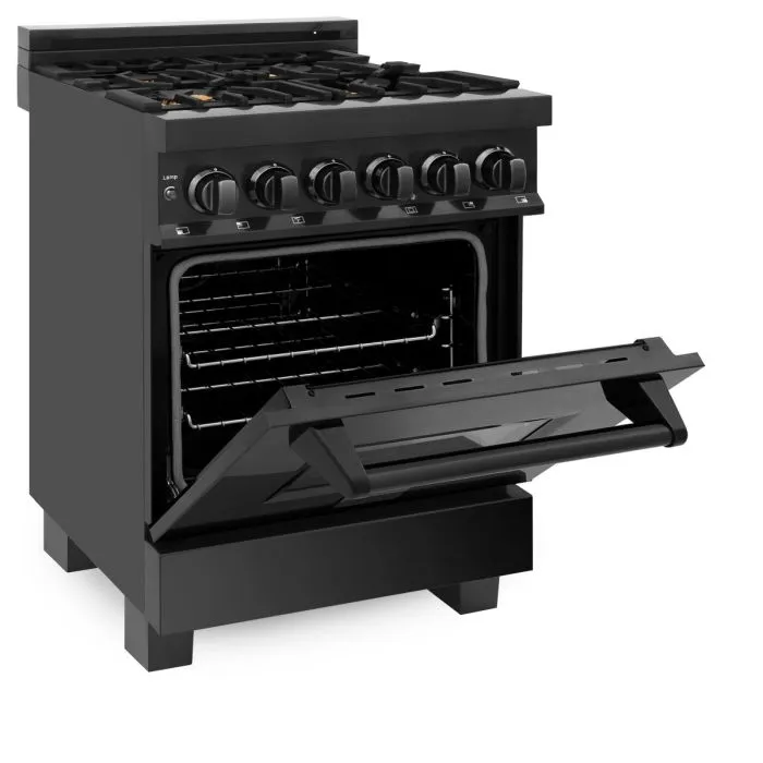 ZLINE 24" Black Stainless 2.8 Cu.Ft. 4 Gas Brass Burner/Electric Oven Range (RAB-BR-24)