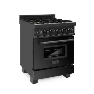 ZLINE 24" Black Stainless 2.8 Cu.Ft. 4 Gas Brass Burner/Electric Oven Range (RAB-BR-24)