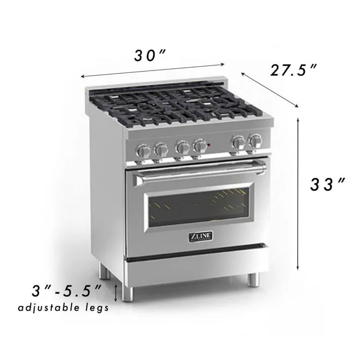 ZLINE 30 IN. Professional Dual Fuel Range with Red Gloss Door (RA-RG-30)
