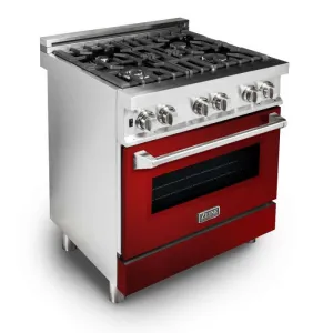 ZLINE 30 IN. Professional Dual Fuel Range with Red Gloss Door (RA-RG-30)