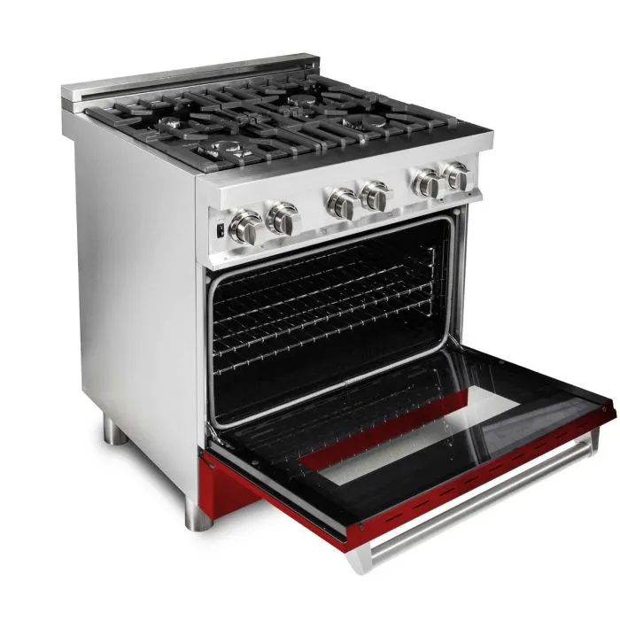 ZLINE 30 IN. Professional Dual Fuel Range with Red Gloss Door (RA-RG-30)