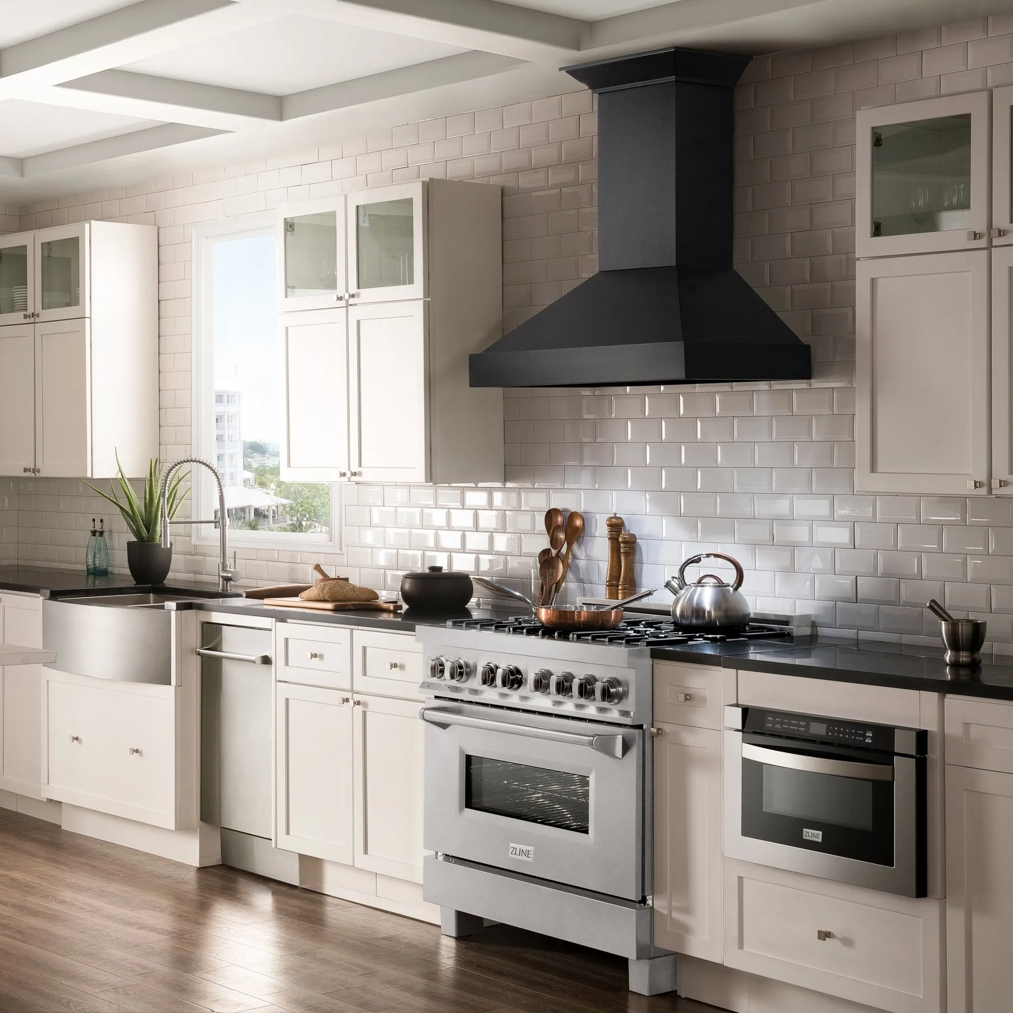 ZLINE 36 IN. Professional Dual Fuel Range in Snow Stainless with Snow Stainless Door (RAS-SN-36)