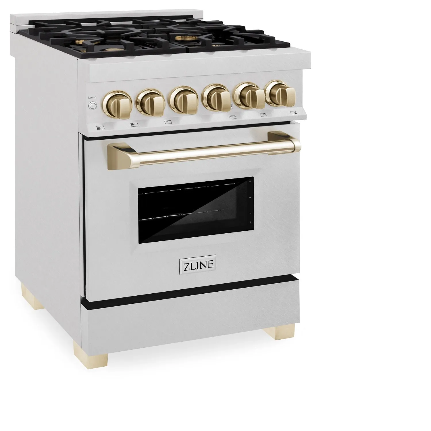 ZLINE Autograph Edition 24" 2.8 cu. ft. Dual Fuel Range in DuraSnow® Stainless Steel with Gold Accents