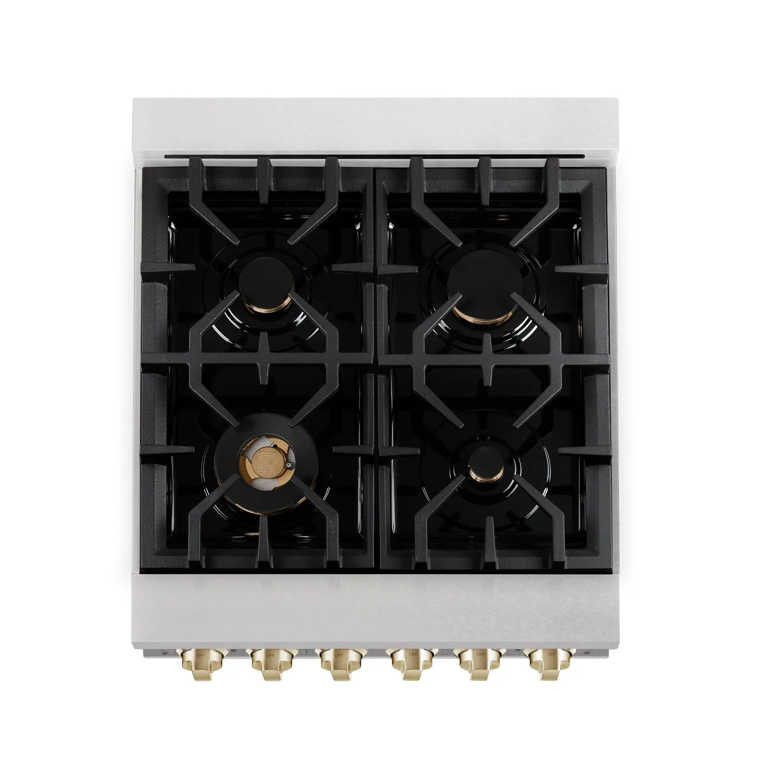 ZLINE Autograph Edition 24" 2.8 cu. ft. Dual Fuel Range in DuraSnow® Stainless Steel with Gold Accents