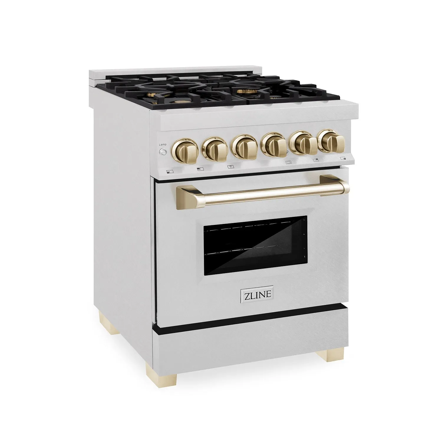 ZLINE Autograph Edition 24" 2.8 cu. ft. Dual Fuel Range in DuraSnow® Stainless Steel with Gold Accents
