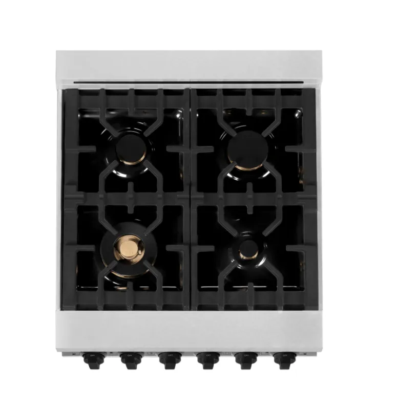 ZLINE Autograph Edition 24" 2.8 cu. ft. Dual Fuel Range in DuraSnow® Stainless Steel with White Matte Door and Matte Black Accents