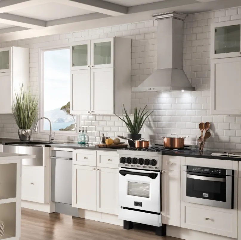 ZLINE Autograph Edition 24" 2.8 cu. ft. Dual Fuel Range in DuraSnow® Stainless Steel with White Matte Door and Matte Black Accents